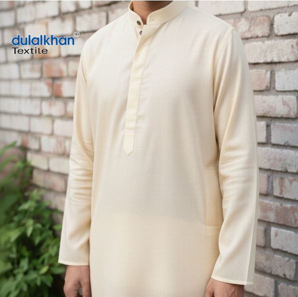 Men's Stylist Full Sleeve Cotton Punjabi- Cream
