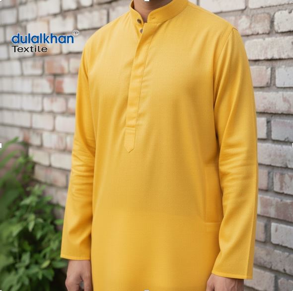 Men's Stylist Full Sleeve Cotton Punjabi- Yellow